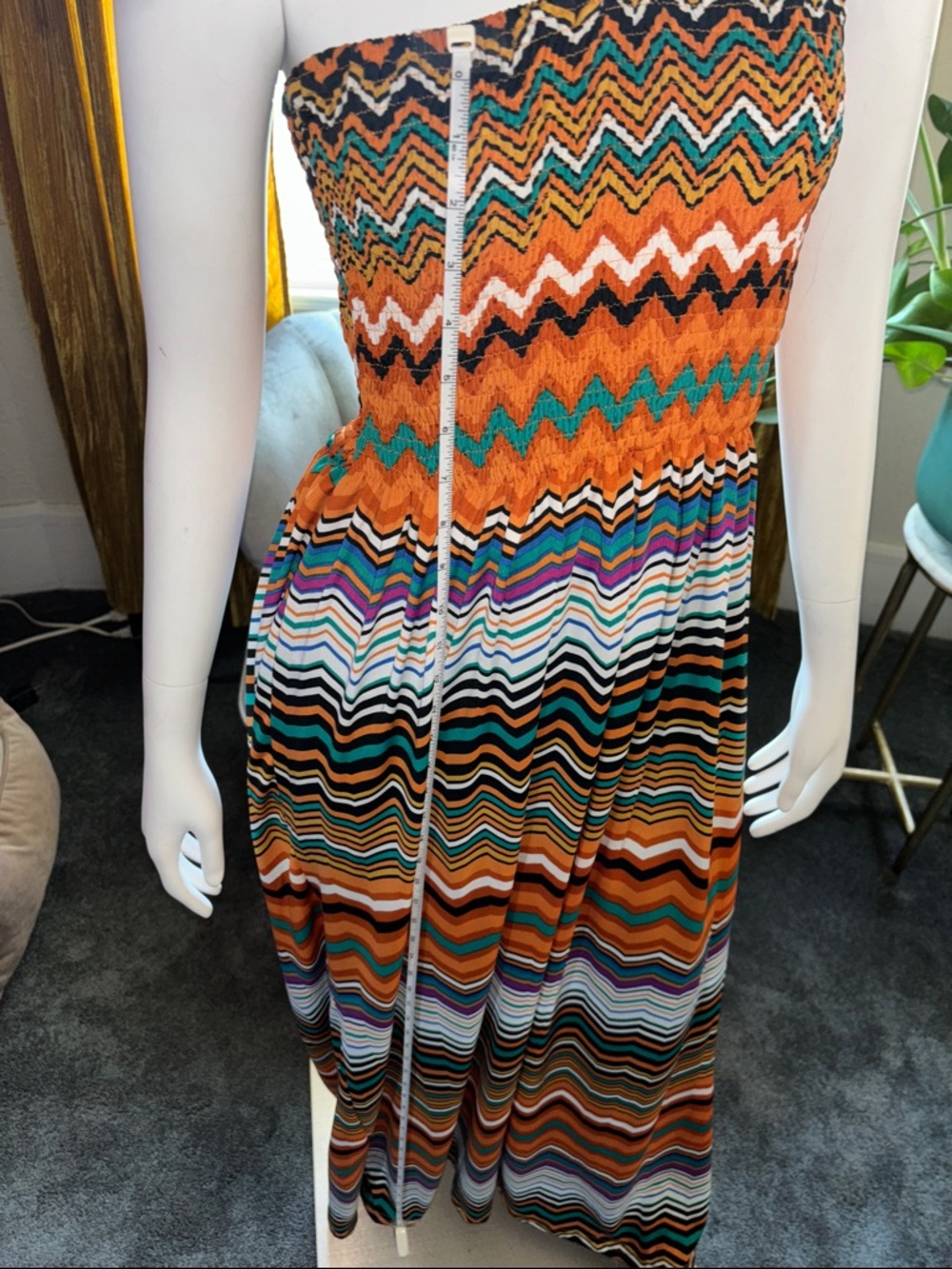Magic Strapless Chevron Maxi Dress in Orange, Teal, Black, White - Picture 14 of 14